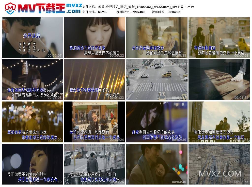 韩策-分开以后_国语_流行_YF800952